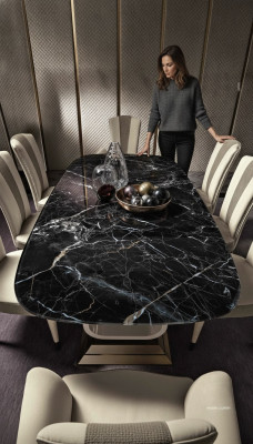 Mesa de comedor de lujo, mesa de madera maciza de lujo de Italia, mesa de comedor muebles decoración.