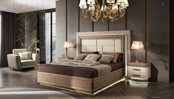 Cama Marco de cama Madera Dormitorio Doble Moderno Cama doble Muebles Lujo Camas
