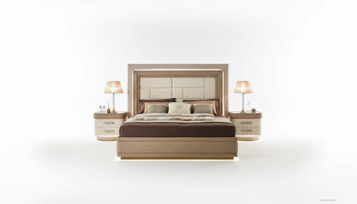 Cama Marco de cama Madera Dormitorio Doble Moderno Cama doble Muebles Lujo Camas