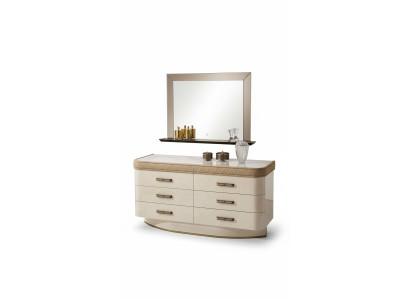 Cómoda con espejo Aparador Conjunto de cómodas Muebles italianos Armario de 2 piezas de madera