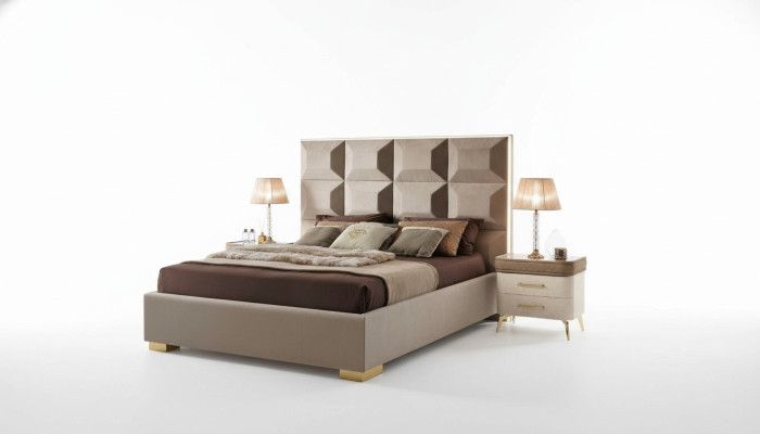 Cama de madera doble Marrón Dormitorio Moderno Cama Doble Muebles
