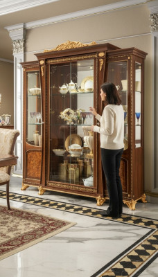Vitrina de madera y vidrio Armario de madera maciza Credenza Vitrina Muebles de salón Italia