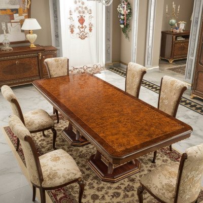 Mesa de comedor Diseño Muebles Decoración Mesas Madera maciza Mesa Nueva Lujo Italiano