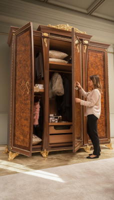 Armario macizo muebles de dormitorio Italia madera auténtica armario de madera.