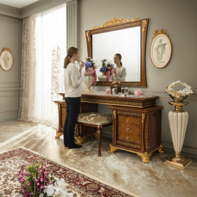Mesa de maquillaje diseño de consola de madera. Mesas de consola. Muebles italianos.