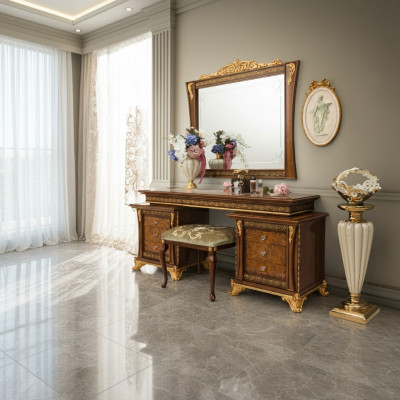 Mesa de maquillaje diseño de consola de madera. Mesas de consola. Muebles italianos.
