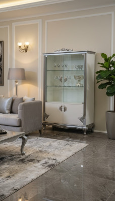 Vitrina de lujo de madera de cerezo Muebles italianos Aparador de sala con vitrina de vidrio
