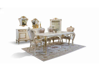 Comedor clásico, mesa de comedor, vitrina, 4 sillas, conjunto de comedor, cómodas, juego de 7 piezas.
