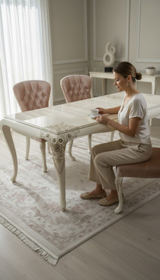 Mesa de comedor de lujo, mesa de diseño, mesas de comedor, mesas de madera, muebles italianos, 228cm.