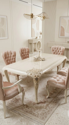 Mesa de comedor de lujo, mesa de diseño, mesas de comedor, mesas de madera, muebles italianos, 228cm.