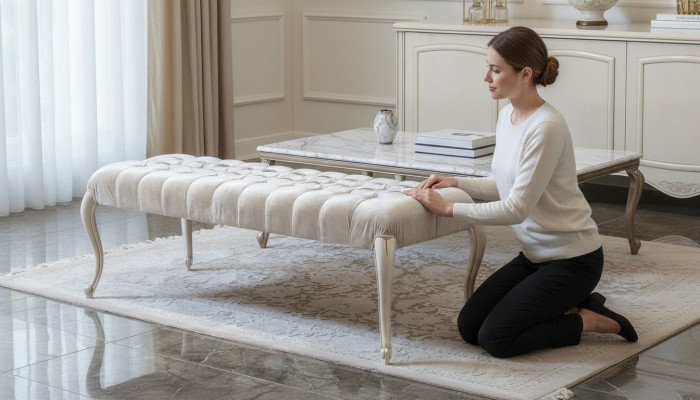 Textil Puf Tapizado Reposapiés Taburete Reposapiés Otomana Chaise Longue Banco Nuevo