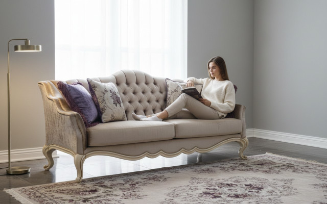 Tres sillones de lujo sofá de tres plazas tapizado clásico asientos salón muebles