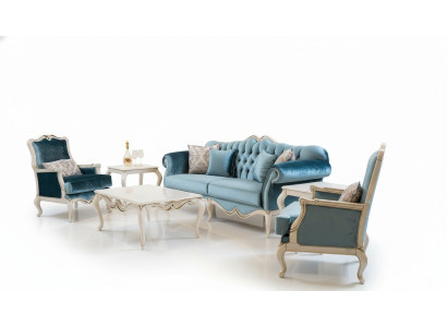 Conjunto de sofá de lujo 3 plazas Mesa de centro Sofá Sillón Tela Sofá de 4 piezas.