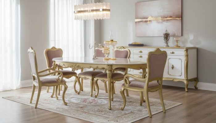 Mesa de comedor de lujo, mesa de lujo, mesa de madera de lujo de Italia, mesas de comedor clásicas, muebles clásicos.