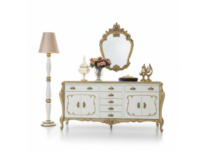 Aparador cómodas aparador muebles armario conjunto de 2 piezas tocador espejo nuevo