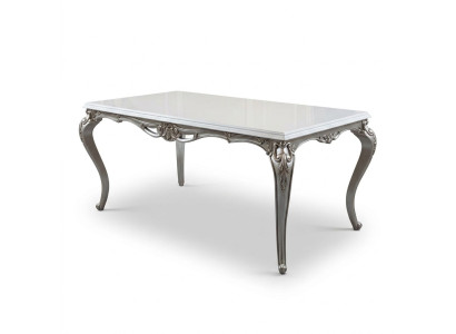 Mesa de comedor clásica Mesa de plata Mesa barroca y rococó Muebles de comedor Blancos