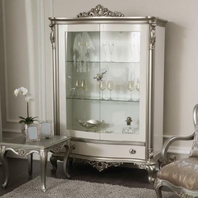 Vitrina clásica de plata estilo francés Muebles Aparador de cristal
