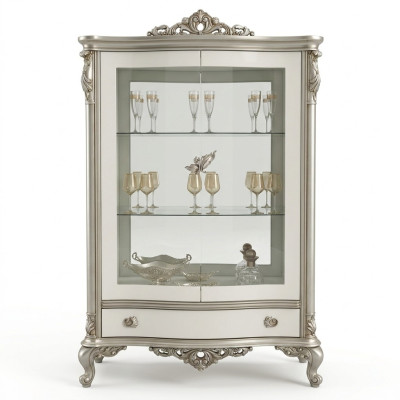 Vitrina clásica de plata estilo francés Muebles Aparador de cristal