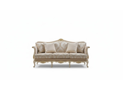 Sofá de tres plazas de lujo, sofás de 3 plazas, diseño de asiento clásico, beige.