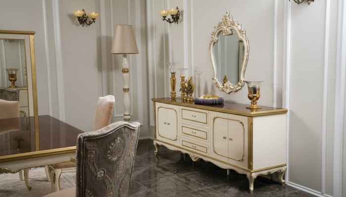 Mueble italiano Cómoda Dorada Barroco Rococó Aparador Cómodas de madera