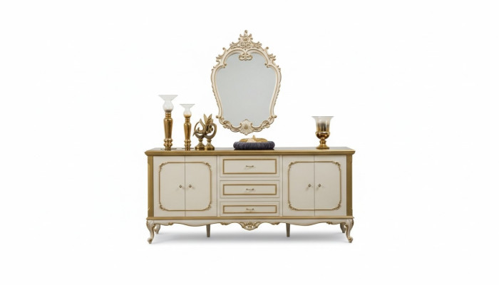 Mueble italiano Cómoda Dorada Barroco Rococó Aparador Cómodas de madera