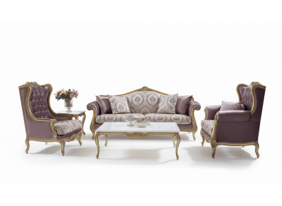 Sofá de lujo, mesa de centro, sofás, sillones, conjunto de sofás de tela de 4 piezas de terciopelo.
