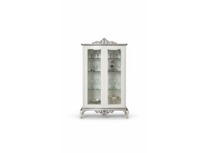 Vitrina blanca Gabinete de vidrio Diseño Clásico Cómoda de lujo Muebles de madera