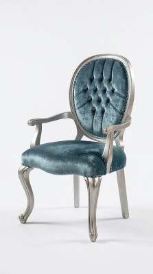 Silla turquesa gris Chesterfield de madera con reposabrazos muebles de comedor