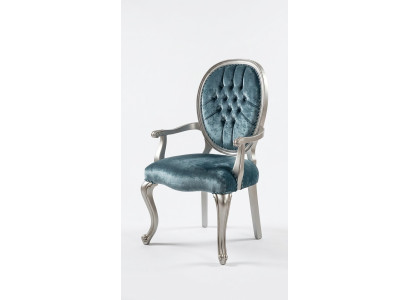 Silla turquesa gris Chesterfield de madera con reposabrazos muebles de comedor
