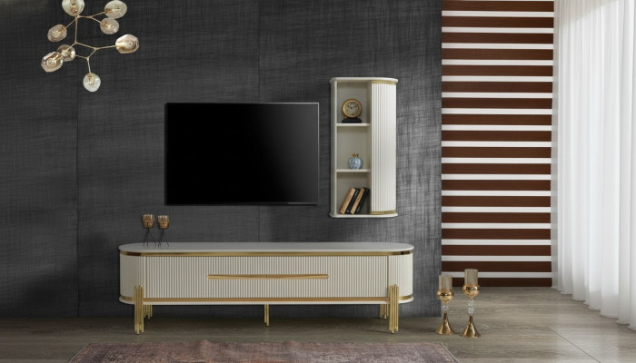 Lujo mueble de televisión soporte para televisión cómoda aparador aparador pared de la sala set de 2 piezas nuevo