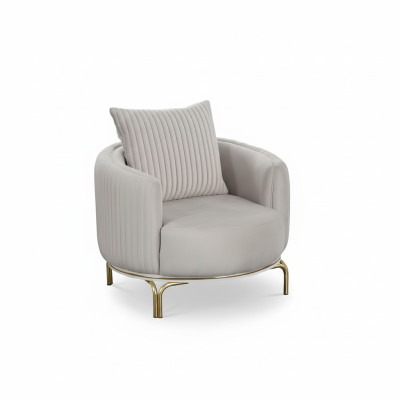 Sillón redondo de lujo para una persona, tapizado de diseñador de tela.
