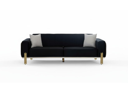 Sofá de tres plazas Muebles Terciopelo Diseñador de metal dorado Sofás modernos acolchados nuevos