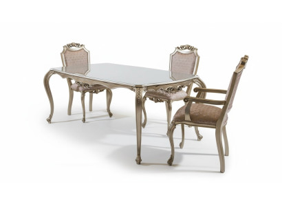 Juego de comedor, grupo de comedor clásico barroco rococó de 4 piezas con juego de sillas de 4 sillas.