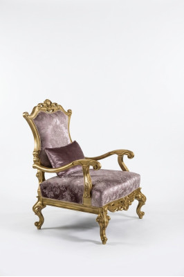 Sillón de una plaza de lujo tapizado en tela de estilo barroco Art déco.