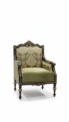 Sillón Clásico de Descanso de Tela de Sala de Estar Asiento de Lujo Barroco Verde