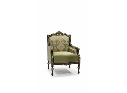Sillón Clásico de Descanso de Tela de Sala de Estar Asiento de Lujo Barroco Verde