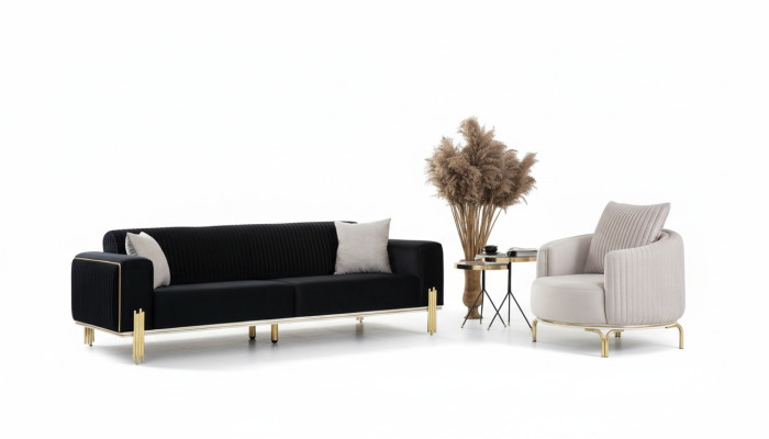 Set de lujo de sofás 331, sofá, sofás, sillón, tela de 3 piezas. Sets nuevos