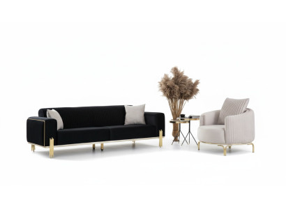Set de lujo de sofás 331, sofá, sofás, sillón, tela de 3 piezas. Sets nuevos