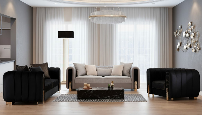 Luxus Set de sofá, conjunto de sofá 3+3+1 plazas Sofá Sofás Sillón Tela 3 piezas Sets.