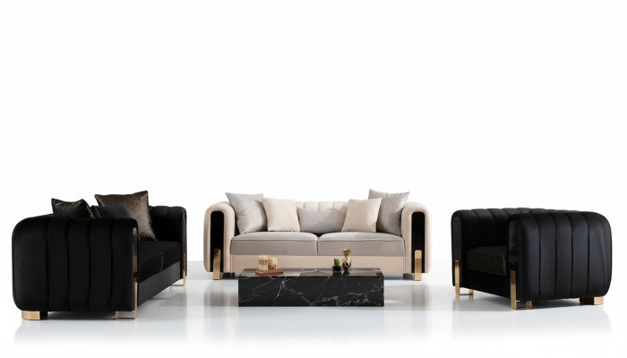 Luxus Set de sofá, conjunto de sofá 3+3+1 plazas Sofá Sofás Sillón Tela 3 piezas Sets.