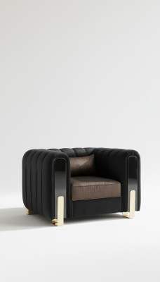 Sillón Medusa de lujo de una plaza, tela negra para muebles de tapicería.