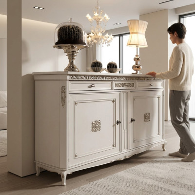 Clásica cómoda estilo antiguo Sideboard cómodas armario Aparador Blanco Nuevo