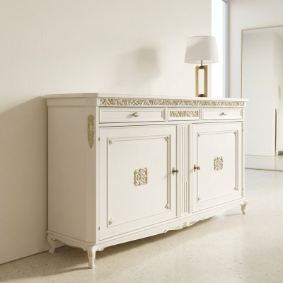 Clásica cómoda estilo antiguo Sideboard cómodas armario Aparador Blanco Nuevo