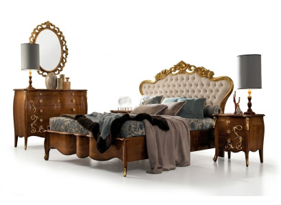 Set de cama Cama de lujo Dormitorio clásico Cama de hotel Muebles barrocos de madera
