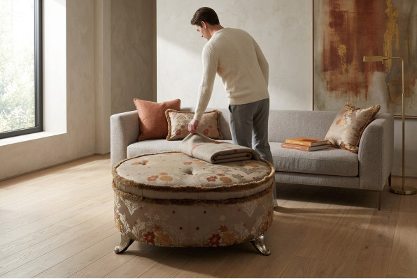 Mesa ovalada Chesterfield taburete tapizado reposapiés otomano sofá lateral redondo