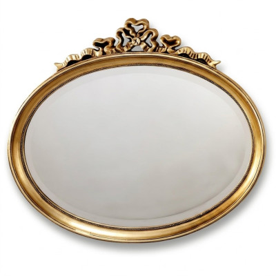 Espejo clásico de madera ovalado Espejo de pared Espejo de diseño dorado Sala de estar Nuevo