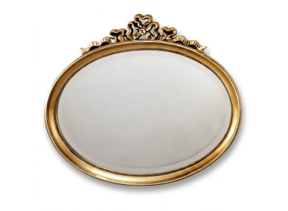 Espejo clásico de madera ovalado Espejo de pared Espejo de diseño dorado Sala de estar Nuevo