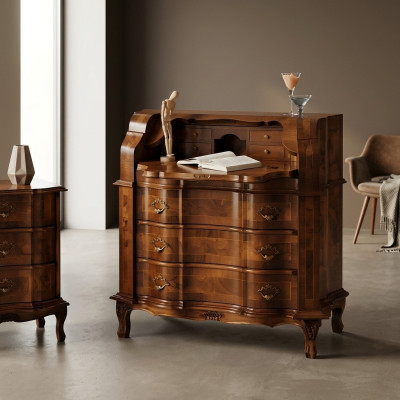 Cómoda de madera de estilo italiano de lujo. Cómoda de estilo barroco antiguo de estilo nuevo.