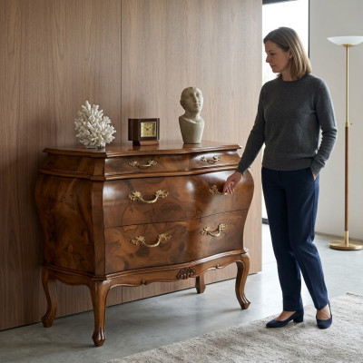 Cómoda de madera estilo italiano Muebles de lujo estilo barroco antiguo estilo nuevo.