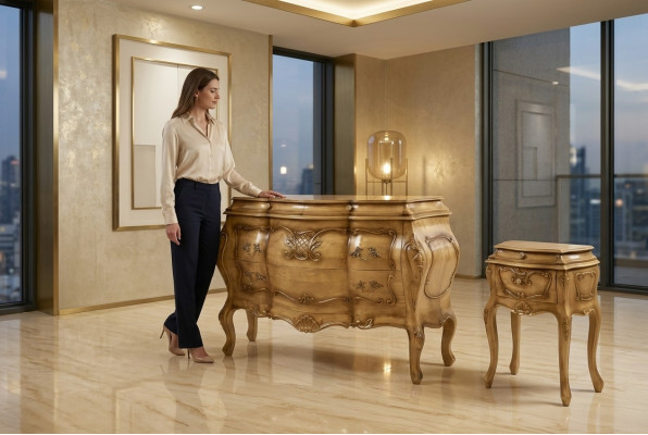 Cómoda de madera Estilo italiano Muebles de lujo Cómodas Barrocas Aparador Nuevo de Italia
